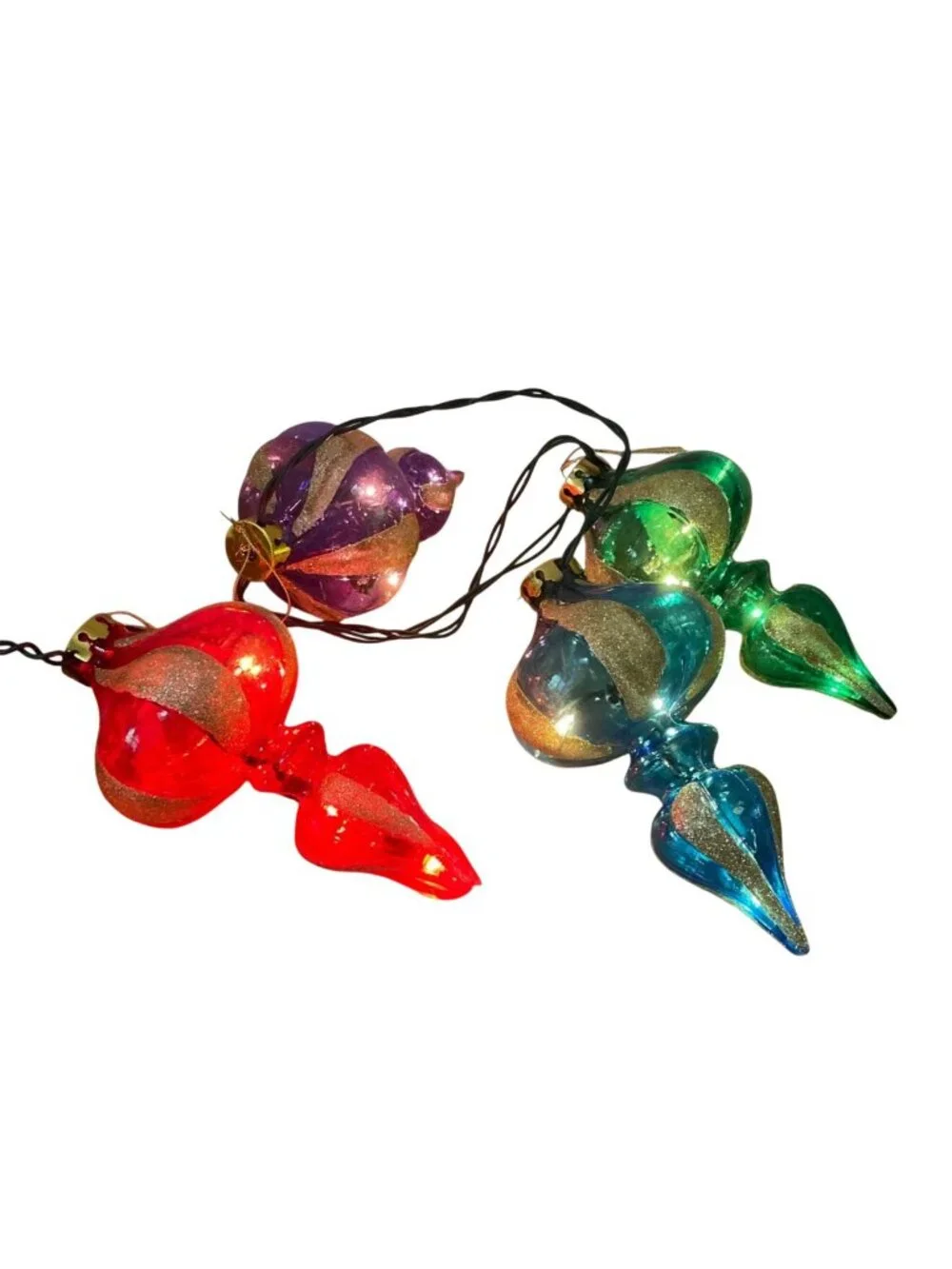 Merry Brite String Lighted Christmas Ornaments Multicolor Glitter Swirl 36 Inch